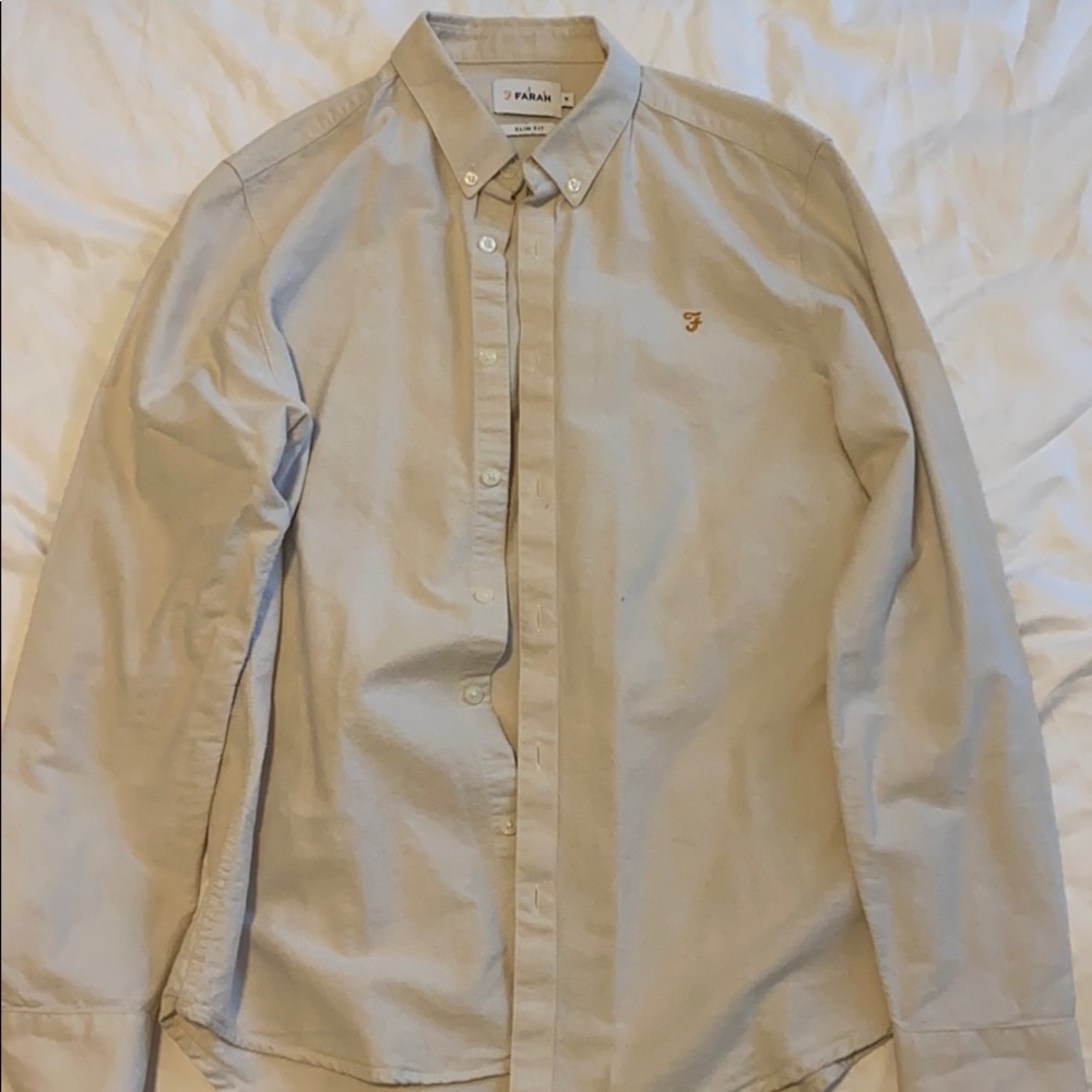 Farah long sleeve cream button down shirt